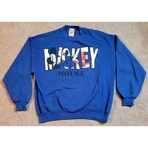 VINTAGE 90S DISNEY‎ MICKEY UNLIMITED CREWNECK SWEATSHIRT XL ARTEX PULLOVER BLUE